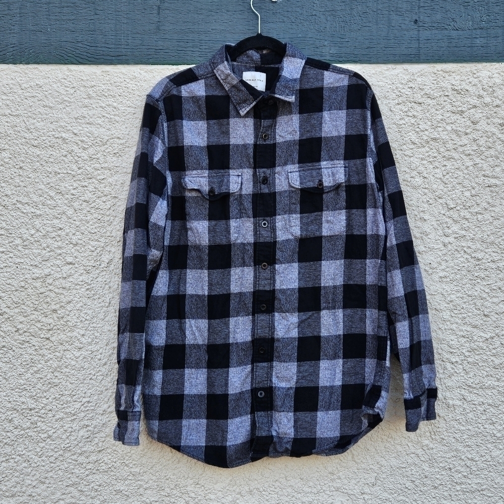 American Eagle AE super soft flannel shirt in charcoal black gray plaid XLT tall